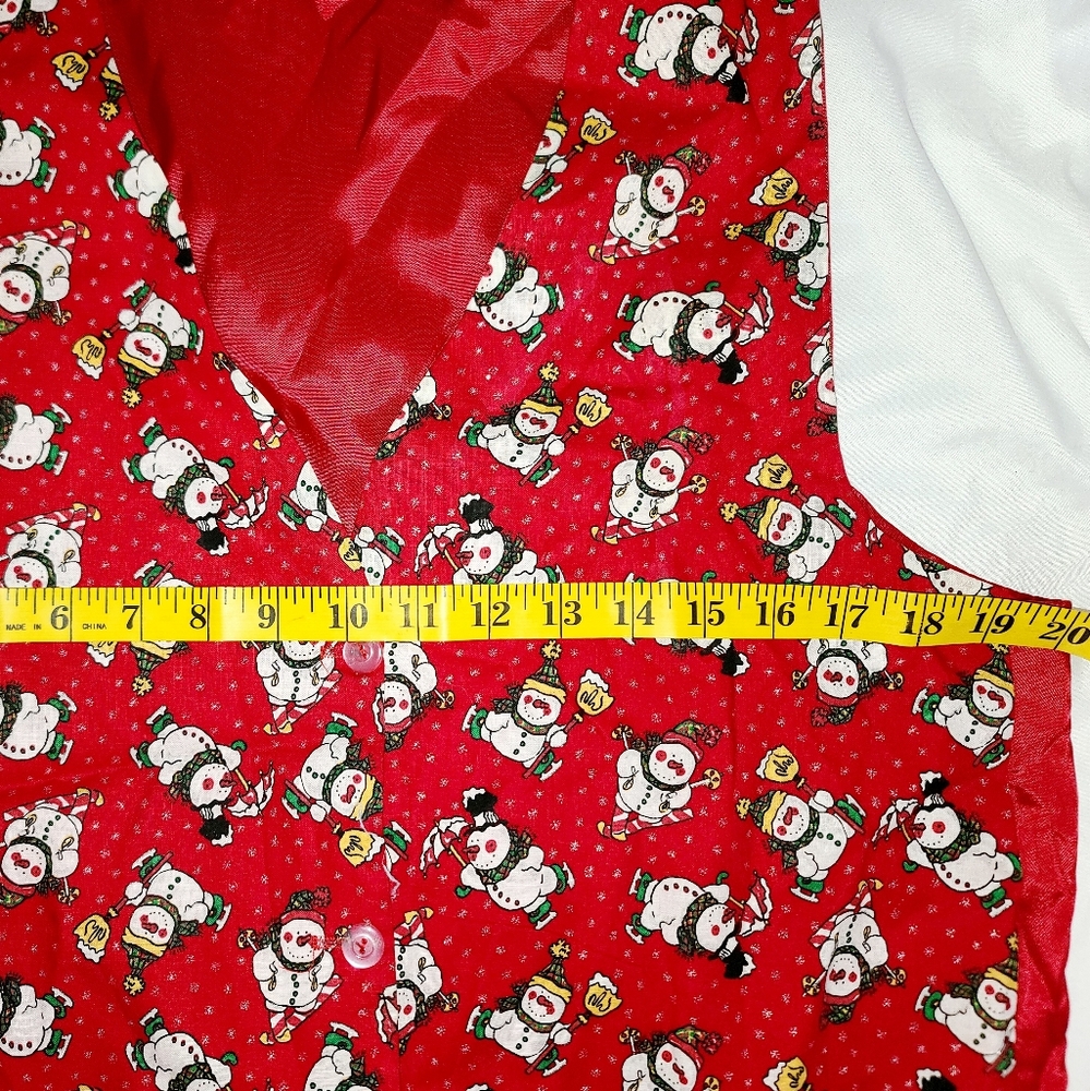 Vintage 90'S Christmas Festive Red Snowman Pattern Vest EUC O/S - Picture 4 of 5